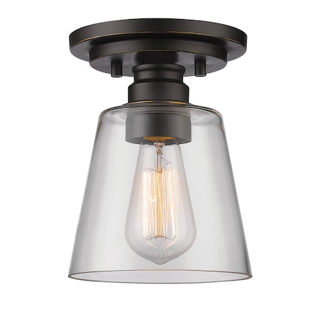 Z-Lite Annora 1 Light Flush Mount, Olde Bronze & Clear 428F1-OB